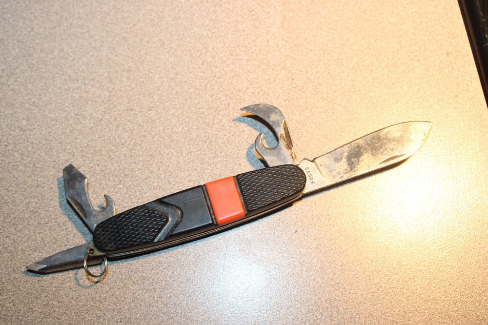 SABRE Campers Knife Japan Multi-Function Pocket Knife 3.75" w/ 4 Tools