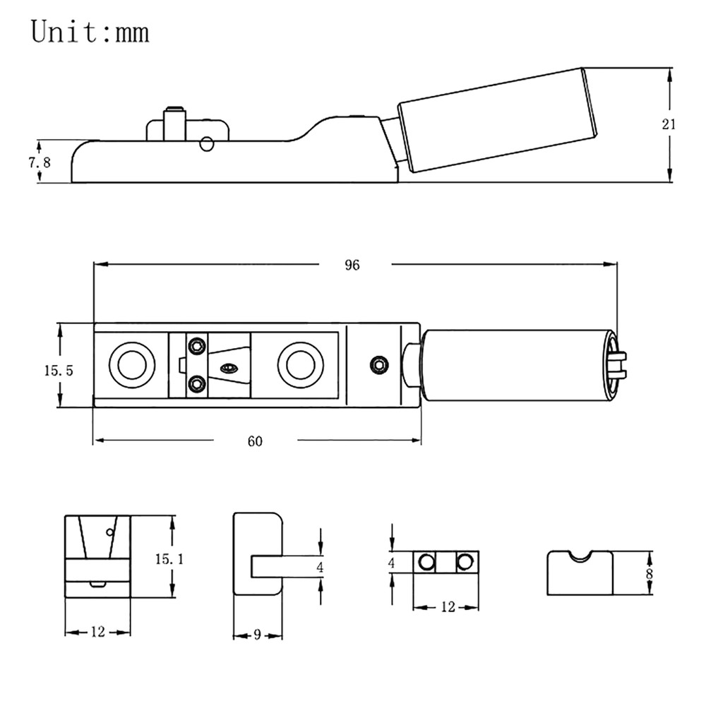 5 String Single String Bass Bridge Headless Individual Bridges and Nuts Black