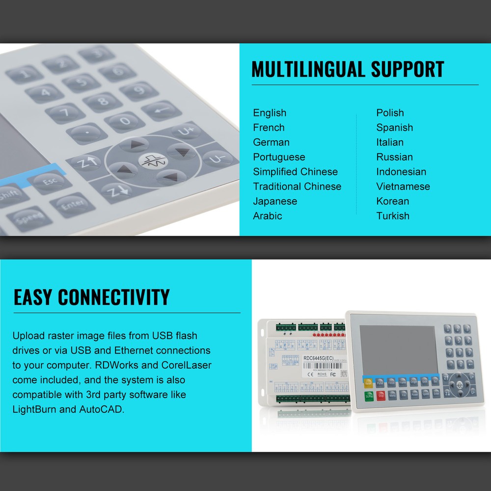 OMTech Replacement RDC6445G Control Panel & Mainboard Kit for Laser Engravers
