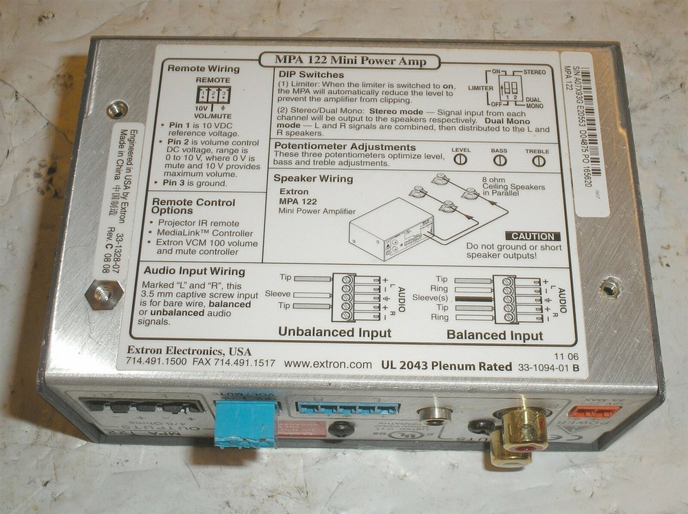 Extron MPA 122 Mini Power Amplifier
