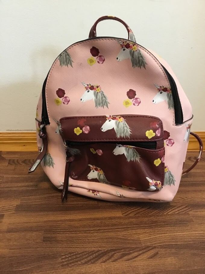 Girls School Pink Backpack Unicorn Pattern Adjustable Strap