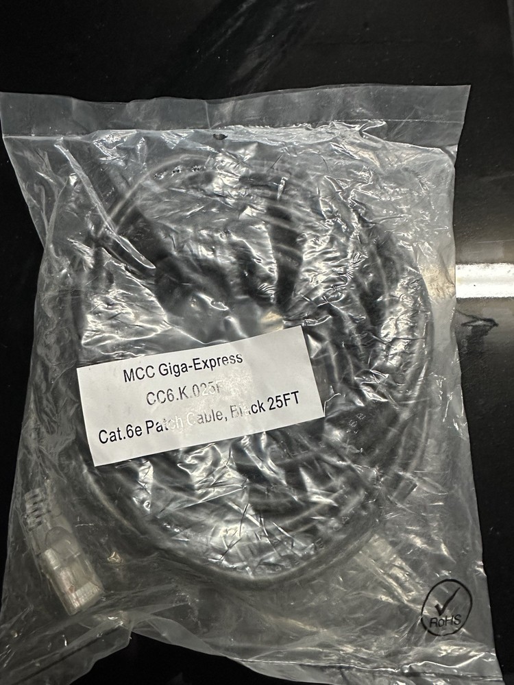 MCC Giga-Express CC6.K.025F Cat.6e Patch Cable, Black 25FT