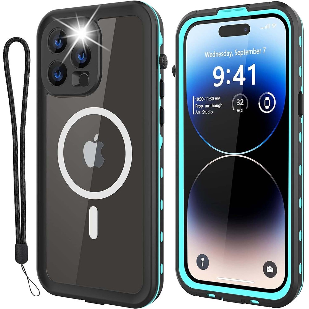 For iPhone 14 15 Pro Max / Plus Waterproof Case MagSafe Cover Screen Protector