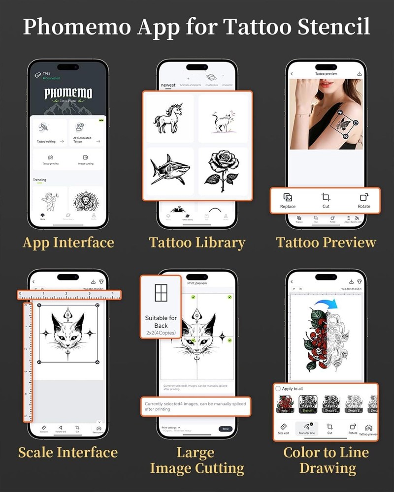 Phomemo TP31 Tattoo Stencil Printer Mini Tattoo Printer w/ 30pcs Transfer Paper