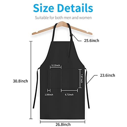 Adjustable Bib Apron, Waterproof, with 2 Pockets, Neck Strap and Extra 1pack