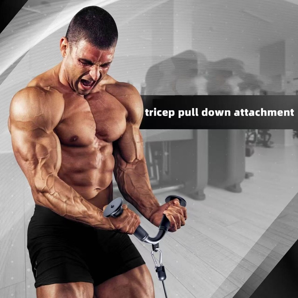 Tricep Press Down V Bar, Cable Machine Attachment Home Gym LAT Pulldown black