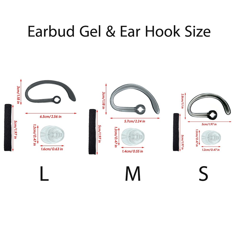 Aginkgo CS540 Eartips Set, Ear Hook Loops, Comfortable Tips Foam S+M+L
