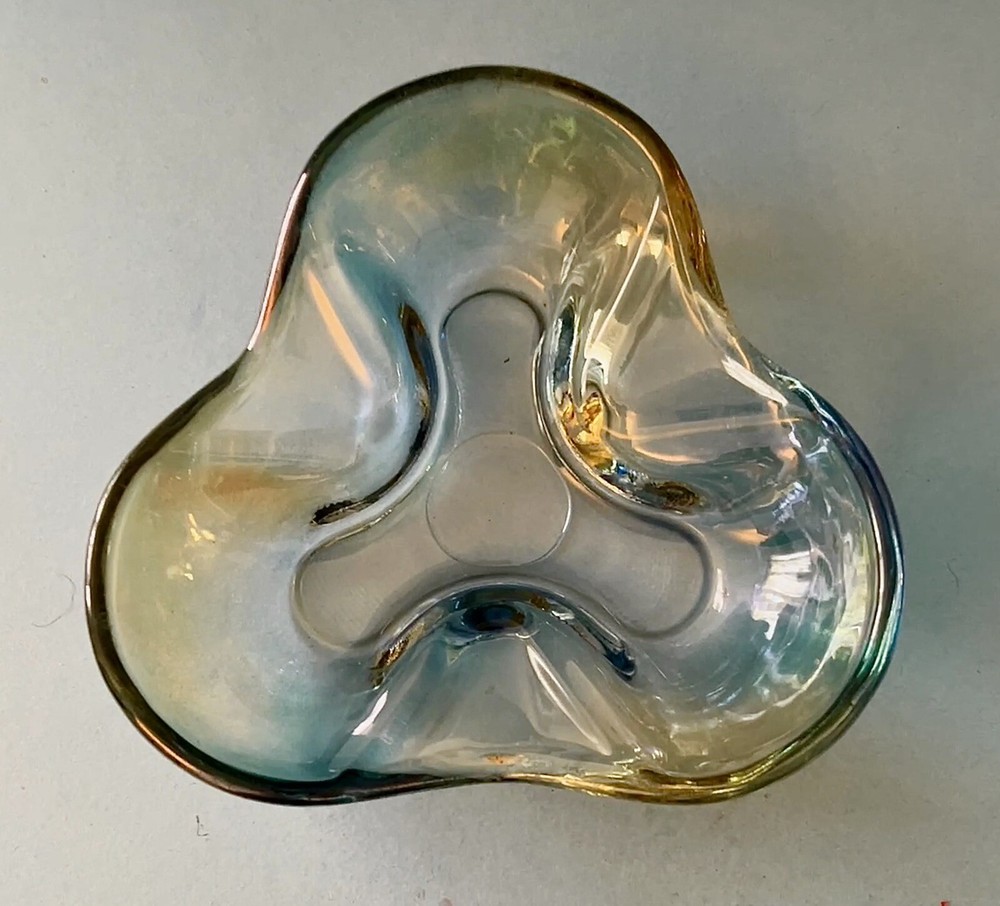 Iridescent Blue Dichromatic Glass Nut Candy Dish