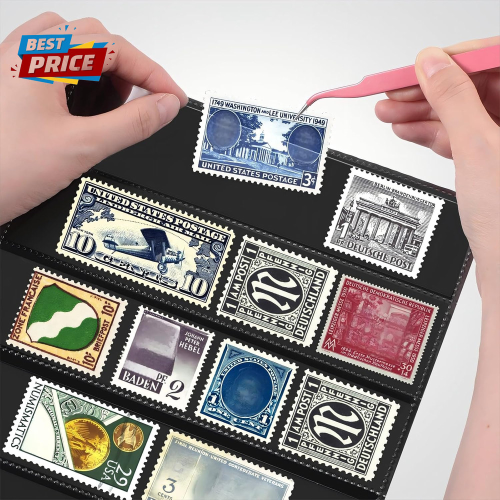 20 Sheets Stamp Pages Collector Album Binder Standard 9 Hole Binder Sleeves for