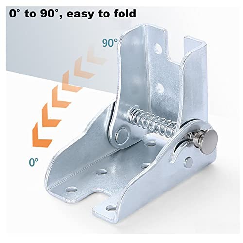 90°Self-Locking Hinge Leg Accessories，Table Leg Hinges Folding Silver-2 pcs