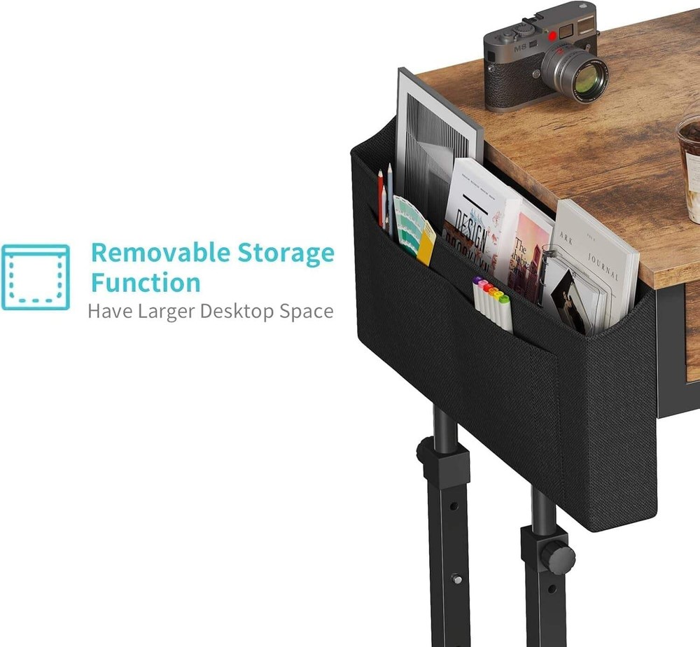 Rolling Height Adjustable Computer Desk With Drawers