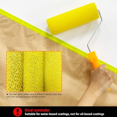 12 Pcs Textured Paint Roller Covers with 2 Frames Set, 4 4",4S+4M+4L+2Frame