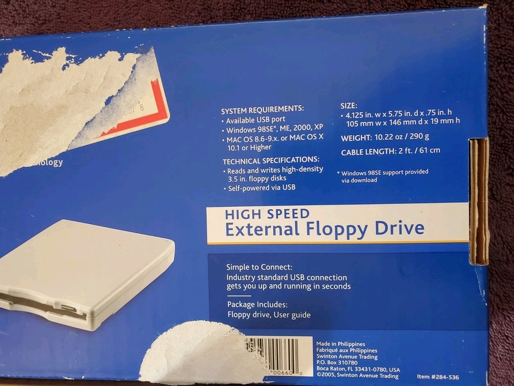 Ativa External Floppy Disk Drive 1.44 MB 3.5" USB Device UNTESTED