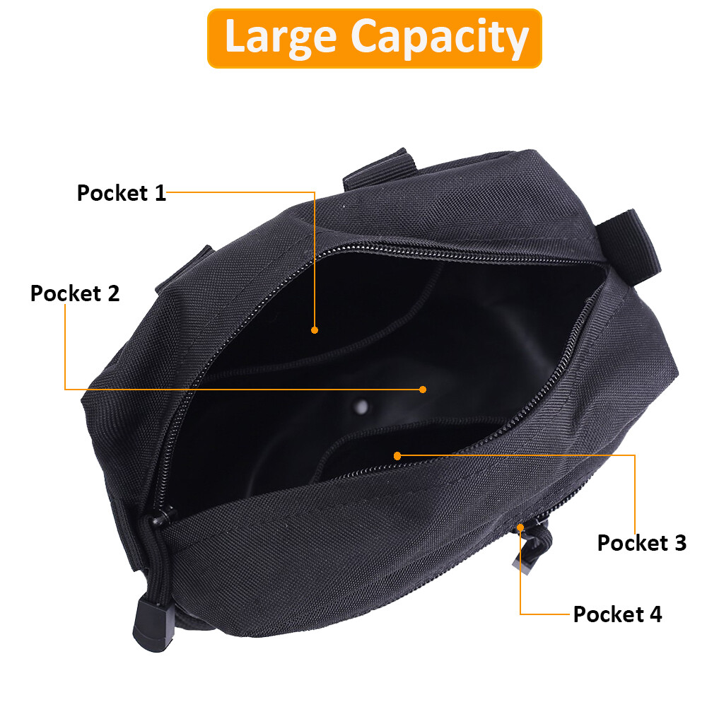 2pcs Tactical MOLLE Admin Pouch EDC Multi-Purpose Utility Tools Waist Bag Black
