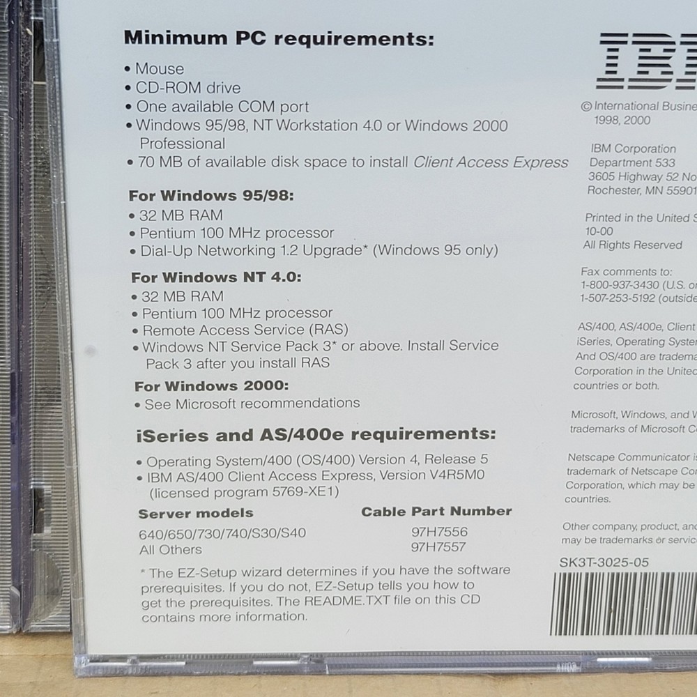 IBM EZ-Setup iSeries, AS/400e CD-ROM Client Access Express Netscape Communicator