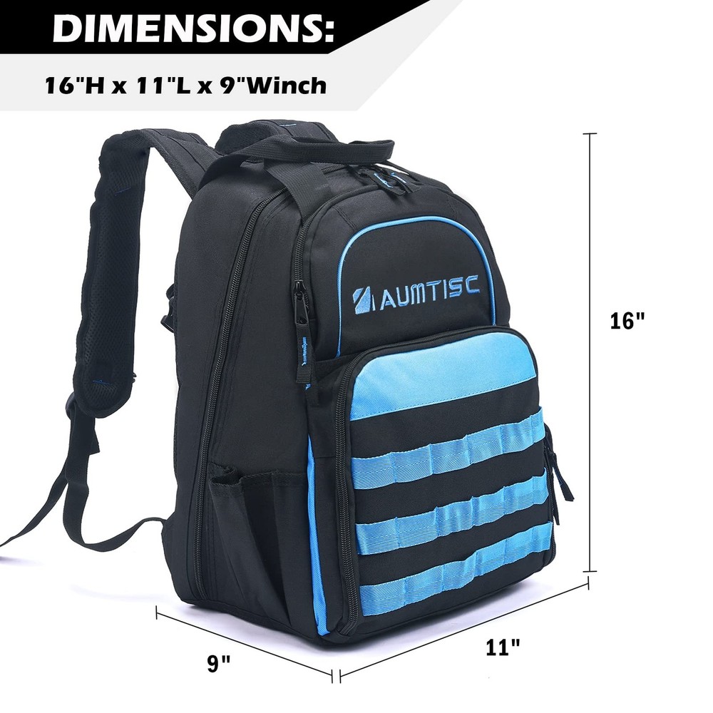 AUMTISC Tool Bag Backpack for Men, Heavy-Duty Tools Storage Organizer Work Ba...