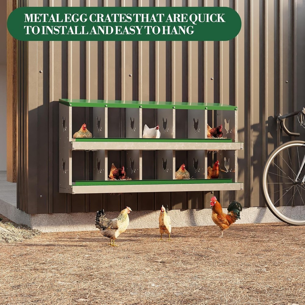6/10 Holes Metal Chicken Nesting Boxes Laying Boxes Roll Away Nesting Box Hens