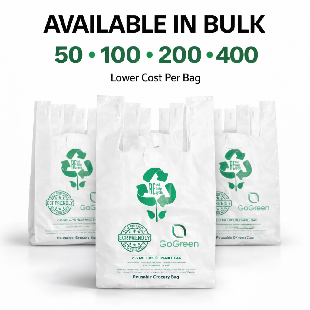 Extra Heavy Duty 1/6 T-Shirt Grocery White Bags 2.25 Mil 21x6.5x11.5 Plastic Bag