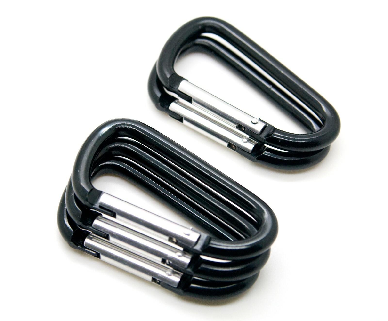 Pack of 6 pcs 3" Aluminum Carabiner Spring Belt Clip Key Chain D Shape Black