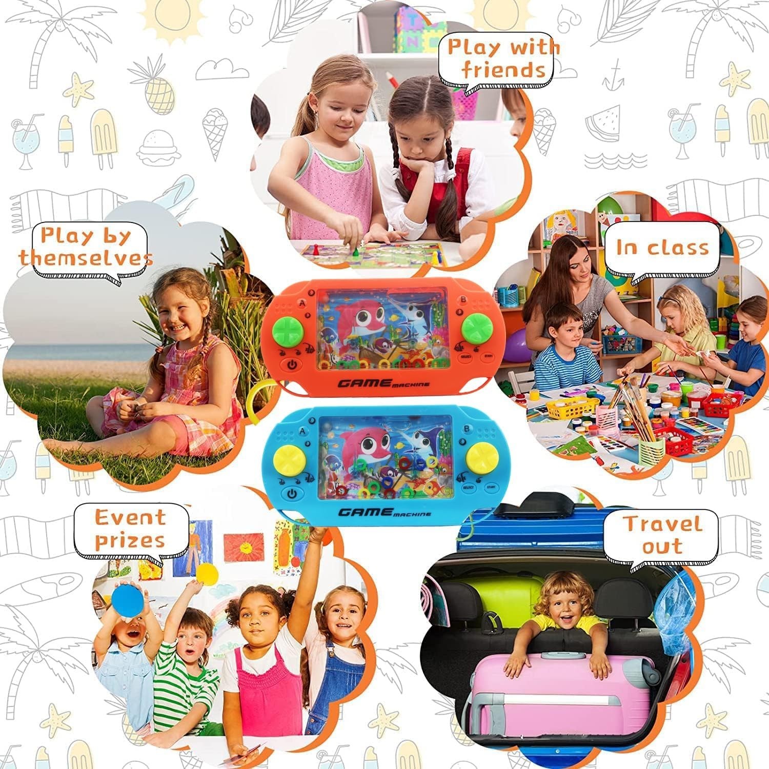 5 Pack Handheld Water Ring Games Kids Party Favors Goodie Bag Birthday Prizes Xl