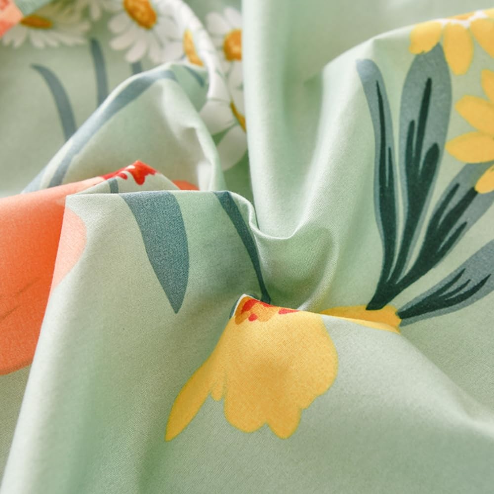 Fitted Sheet Twin Size,Flowers Fitted Sheet -Soft Lightweight Microfiber Deep...