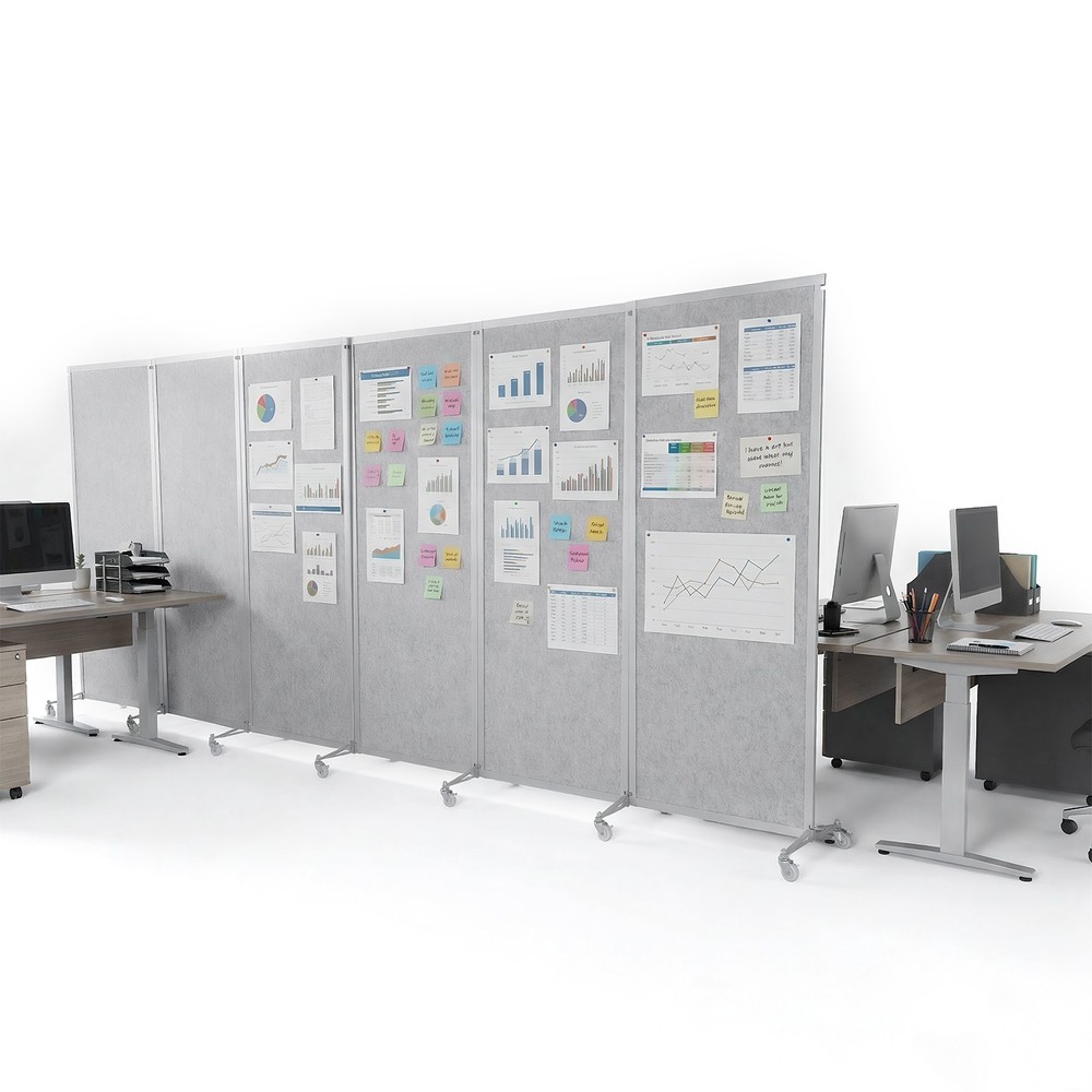 Rolling Privacy Room Divider with Lockable Wheels Office Mobile Screen Partition