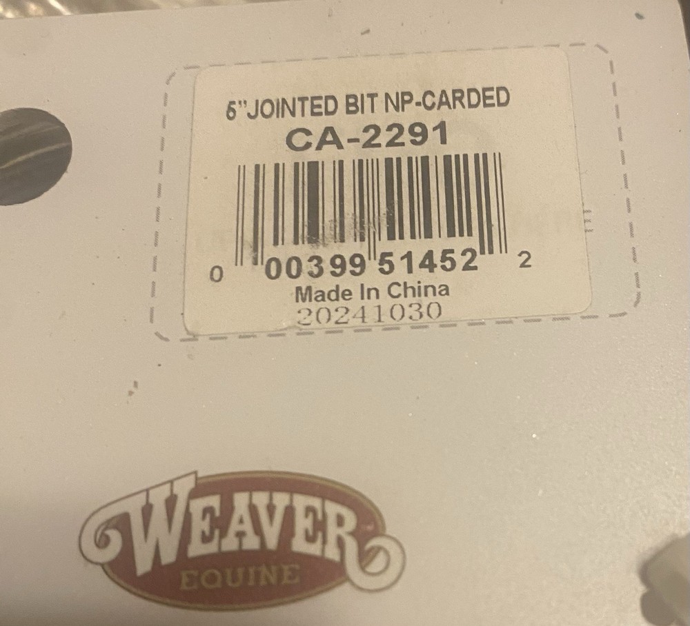 Weaver Leather O-Ring Snaffle Bit 5” Jointed Bit