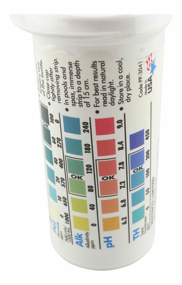 Spa Poppit Peroxsil 4 in 1 Pool & Spa Test Strips Peroxide PH Alkalinity TH Test