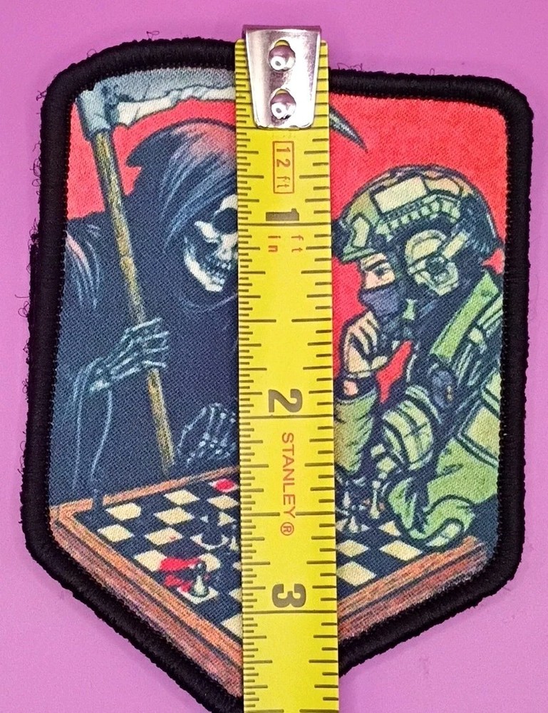 Grim Reaper vs Operator Chess Tactical Patch Hook & Loop Screen Print Embroidery