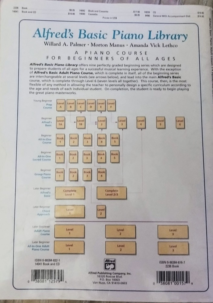 Alfredo's Basic Adult Piano Course Level 1 Book