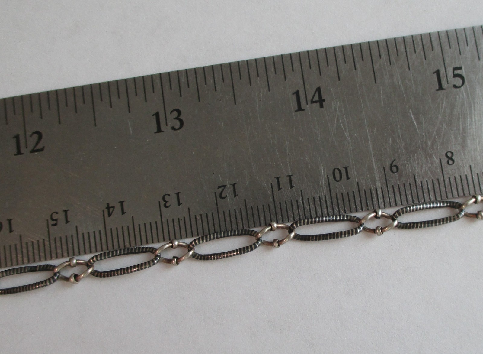 13.75in ANTIQUE 800 SILVER NIELLO WATCH CHAIN w/ DOG CLIP 7.2g