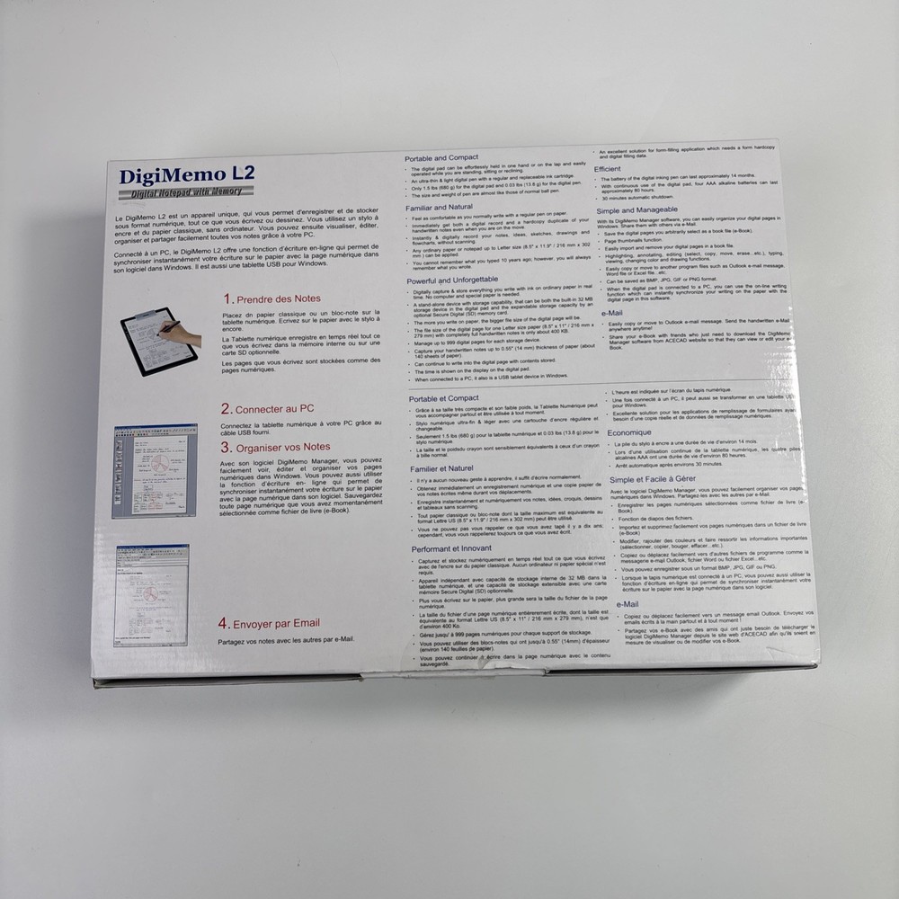 ACECAD DigiMemo L2 Letter Size Digital Notepad /w Pen Manual Software