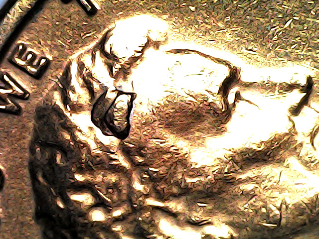1974 d penny error large die chip