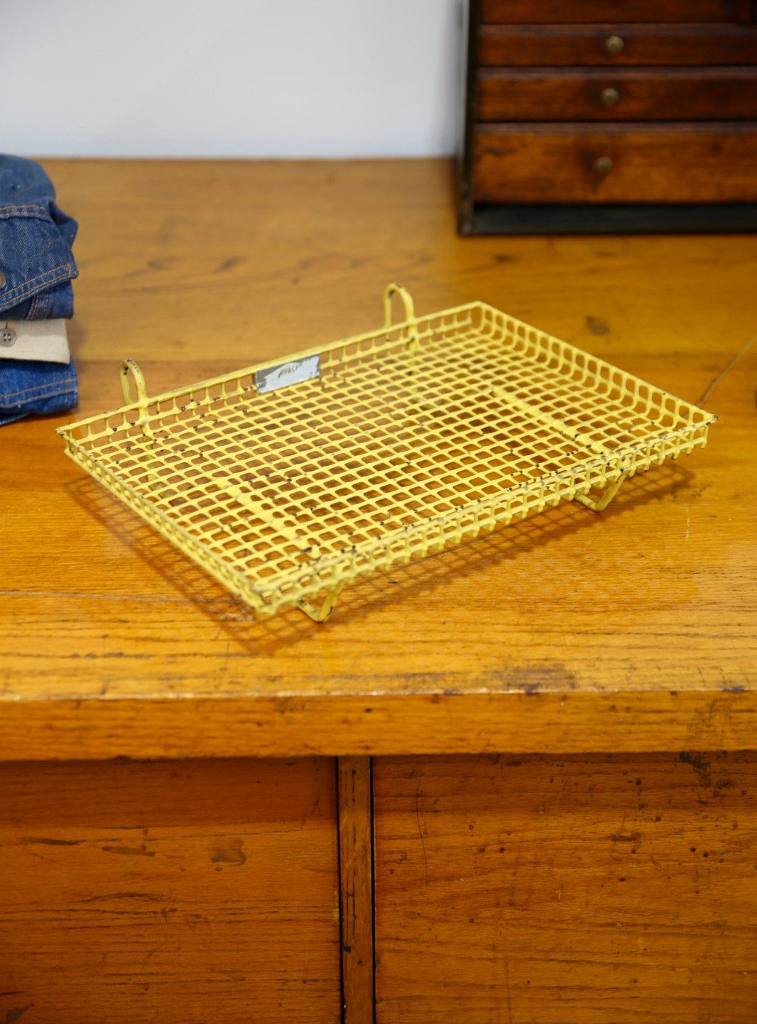 Vintage Medical Surgical Tool Metal Rack industrial tray antique yellow