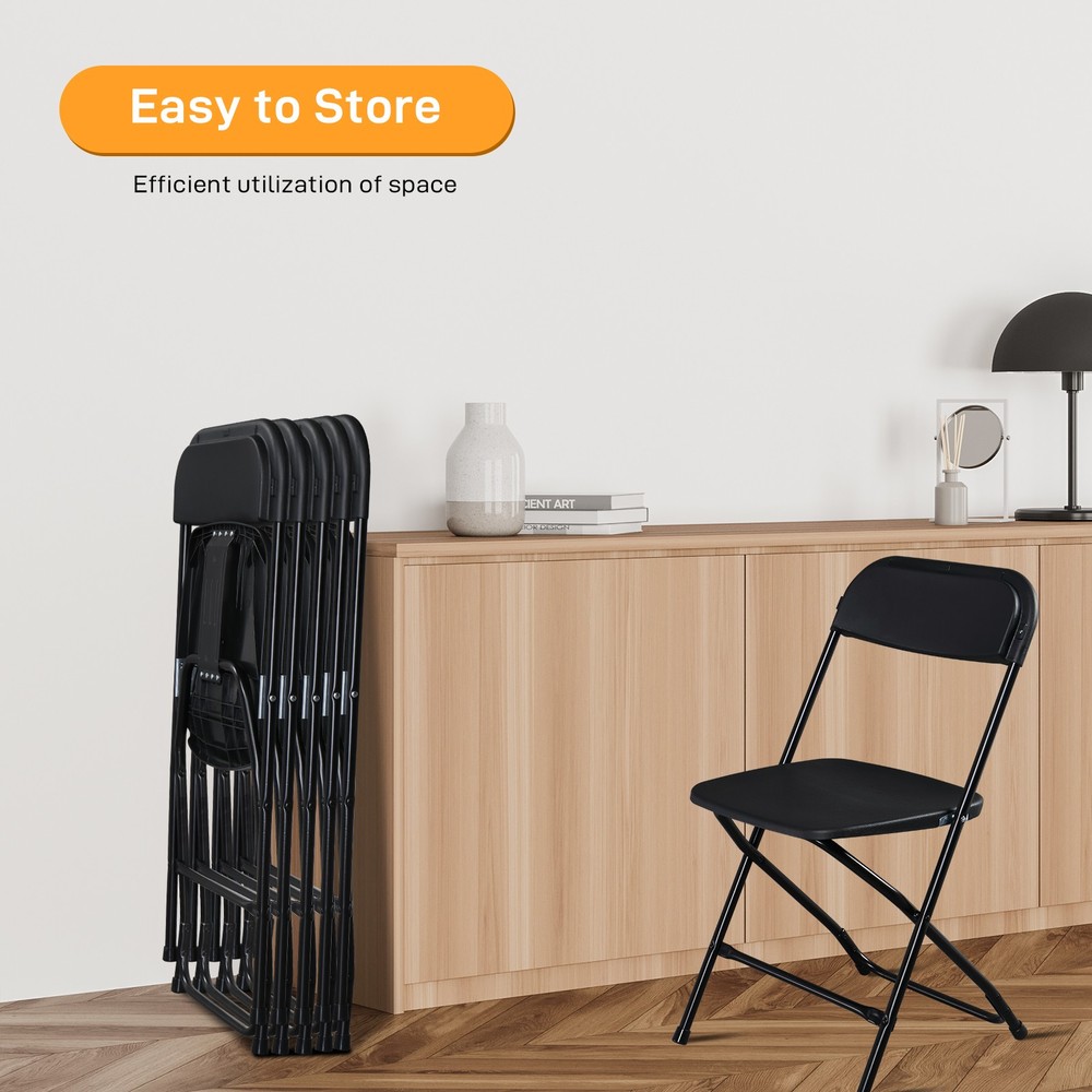 10x Plastic Folding Chairs Wedding Party Event Stackable Dining Chair Black