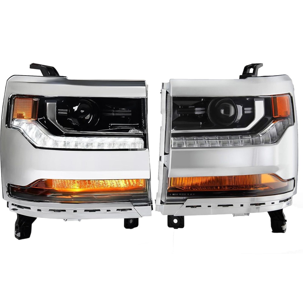 LED DRL Headlights Assembly for 2016 2017 2018 Chevy Silverado 1500, Headlight