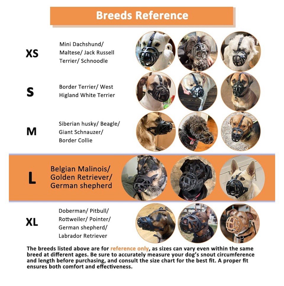 BARKLESS Dog Muzzle Basket Muzzle for Biting Chewing and Scavenging Humane. L