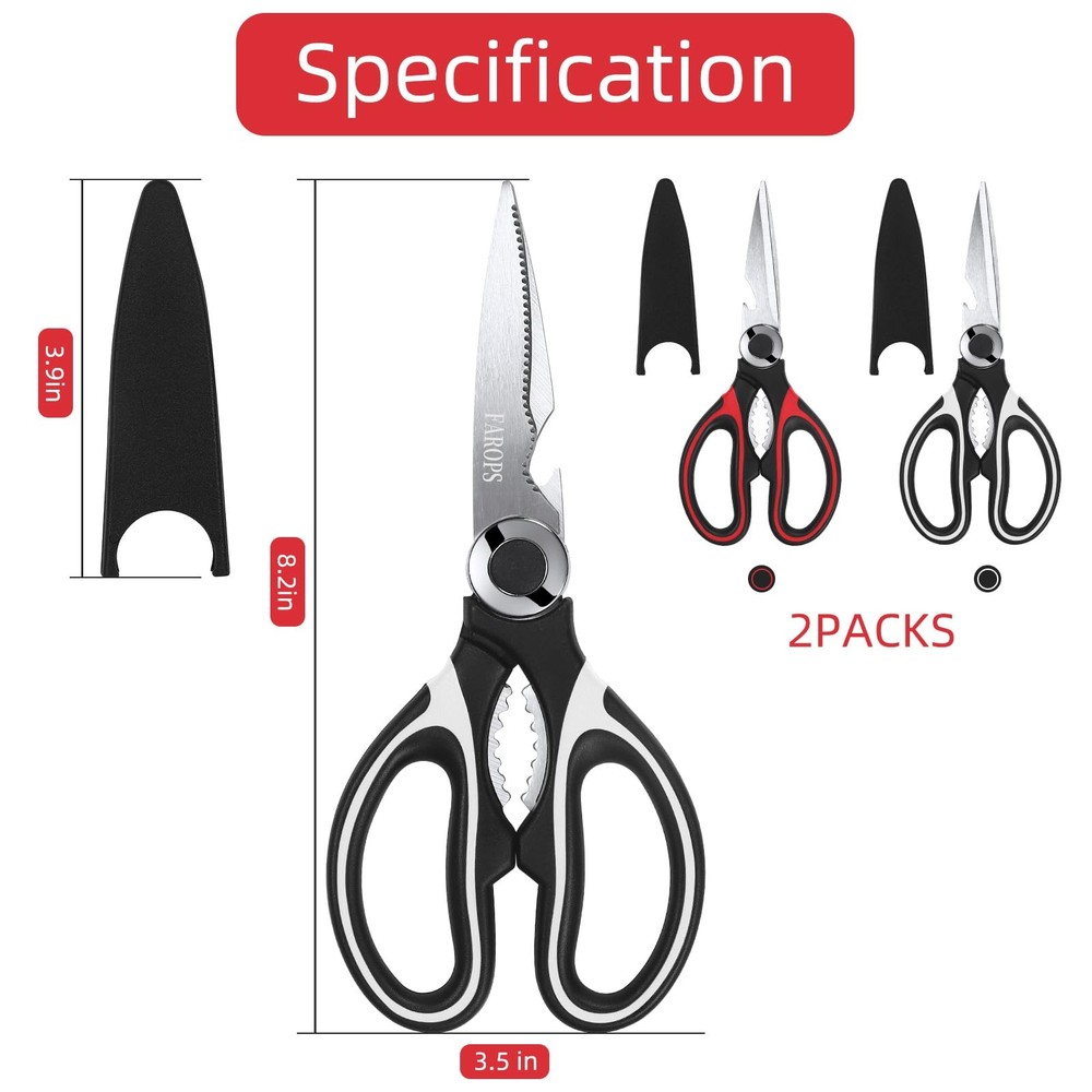 Kitchen Dishwasher Safe Cooking Scissors, Stainless Steel Multi-function