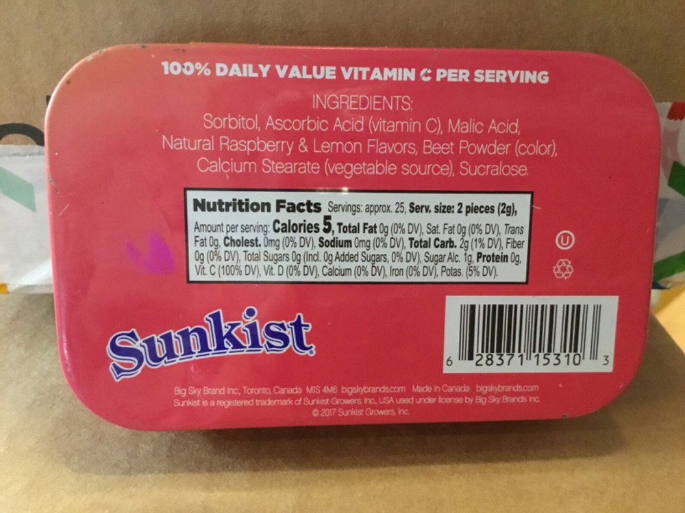 USED Sunkist Sours Raspberry Lemonade EMPTY TIN