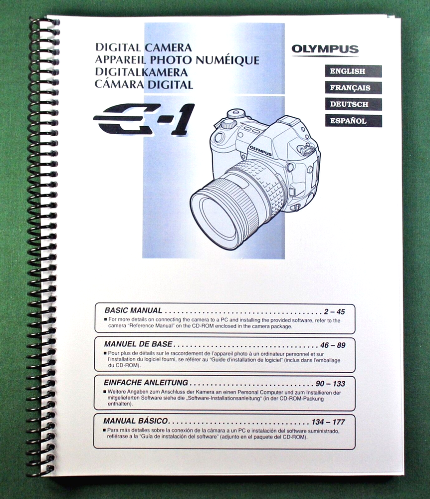 Olympus E-1 Instruction Manual: 180 Pages and Protective Covers!