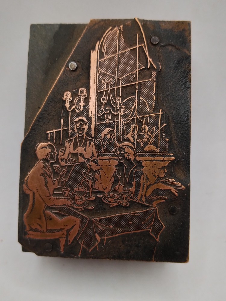Printing Letterpress Printers Block Having Drinks at a Table