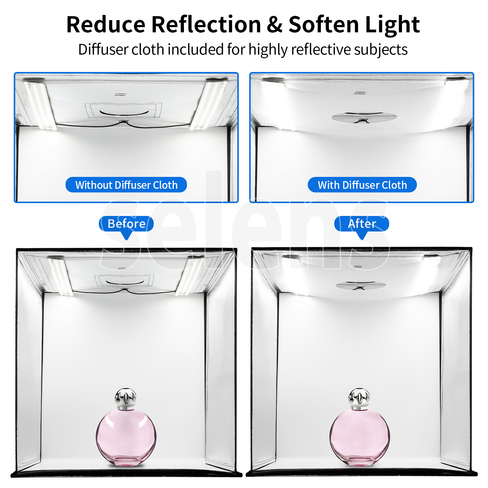 PULUZ 24" Large LED Light Box Photo Tent Dimmable Photography Studio Shooting