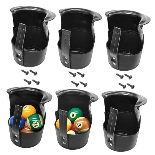Pool Table Pockets Replacement Leather Pockets for Billiard Table Set of 6