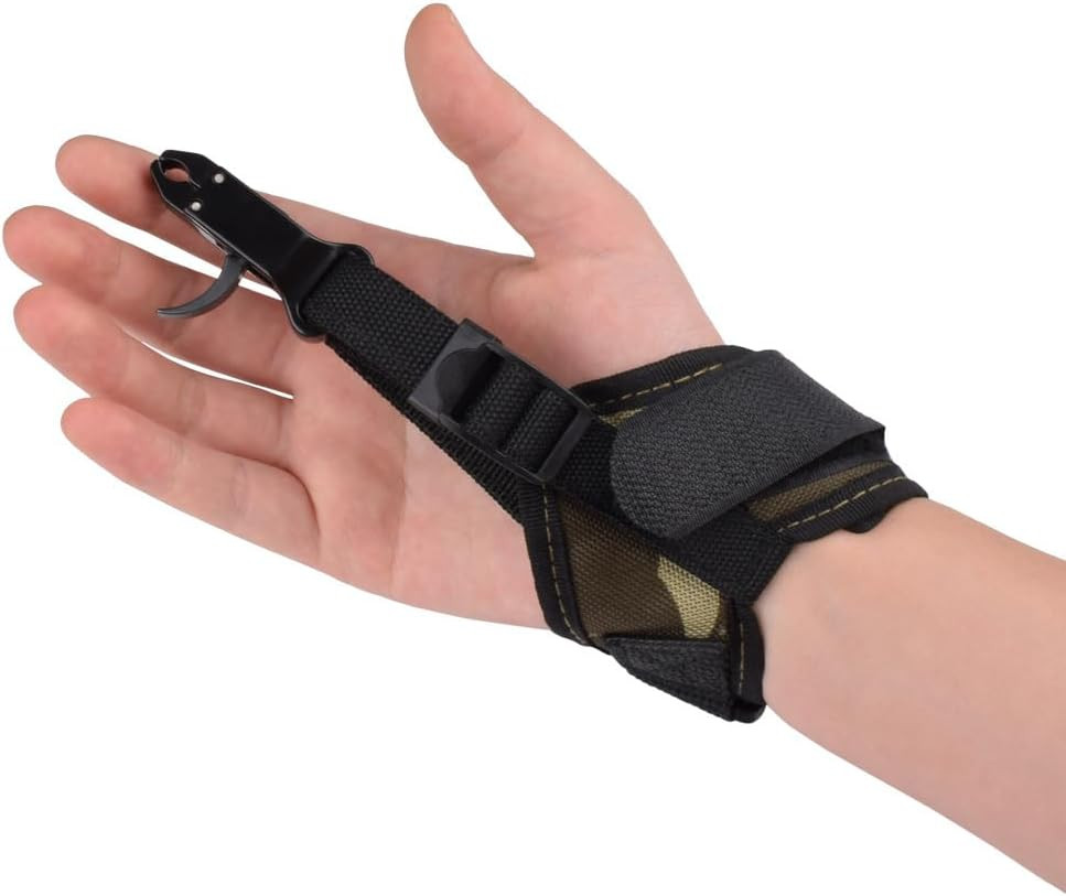 Compound Bow Release Adjustable Archery Camo Wrist Strap Trigger Caliper Left Ri