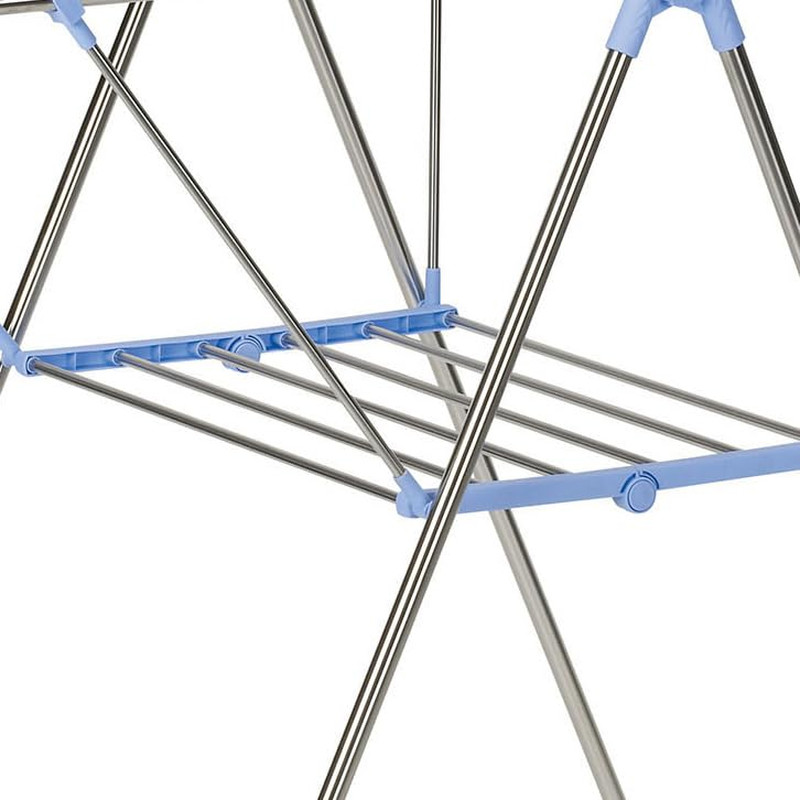 Collapsible Adjustable Gullwing Metal Clothes Drying Rack in Grey