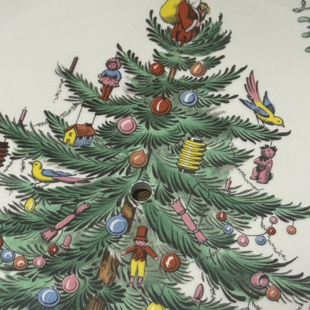 Spode CHRISTMAS TREE Tidbit Tray Cookie Treat Server Plate W Removable Handle