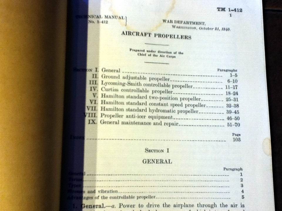 1940 Propeller Technical Manual , Ground Adjustable, Lycoming-Smith, Curtiss &