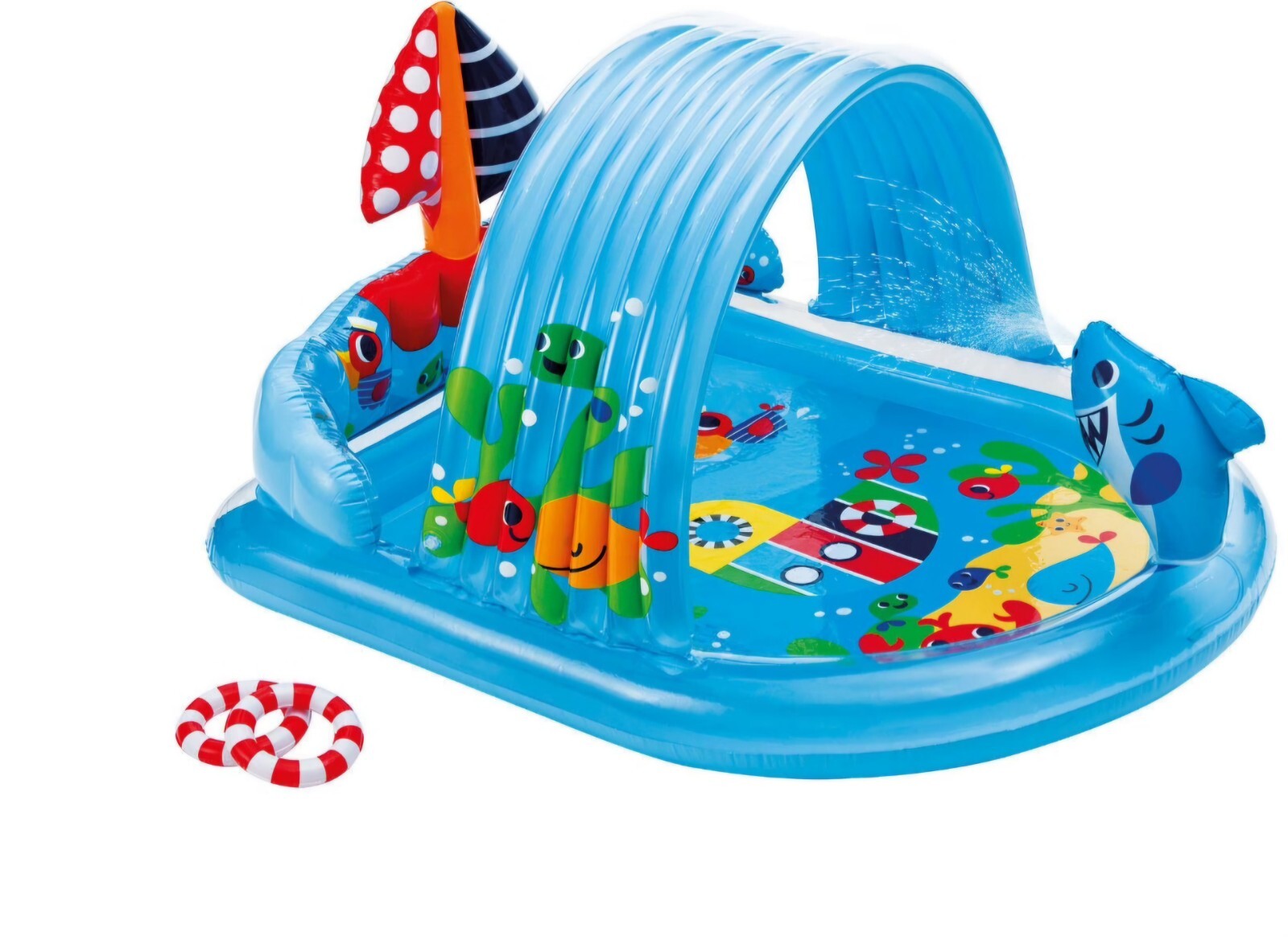 Intex Shark Play Center Built-In Sprayer Arc Summer Water Kid's Pool Inflatable