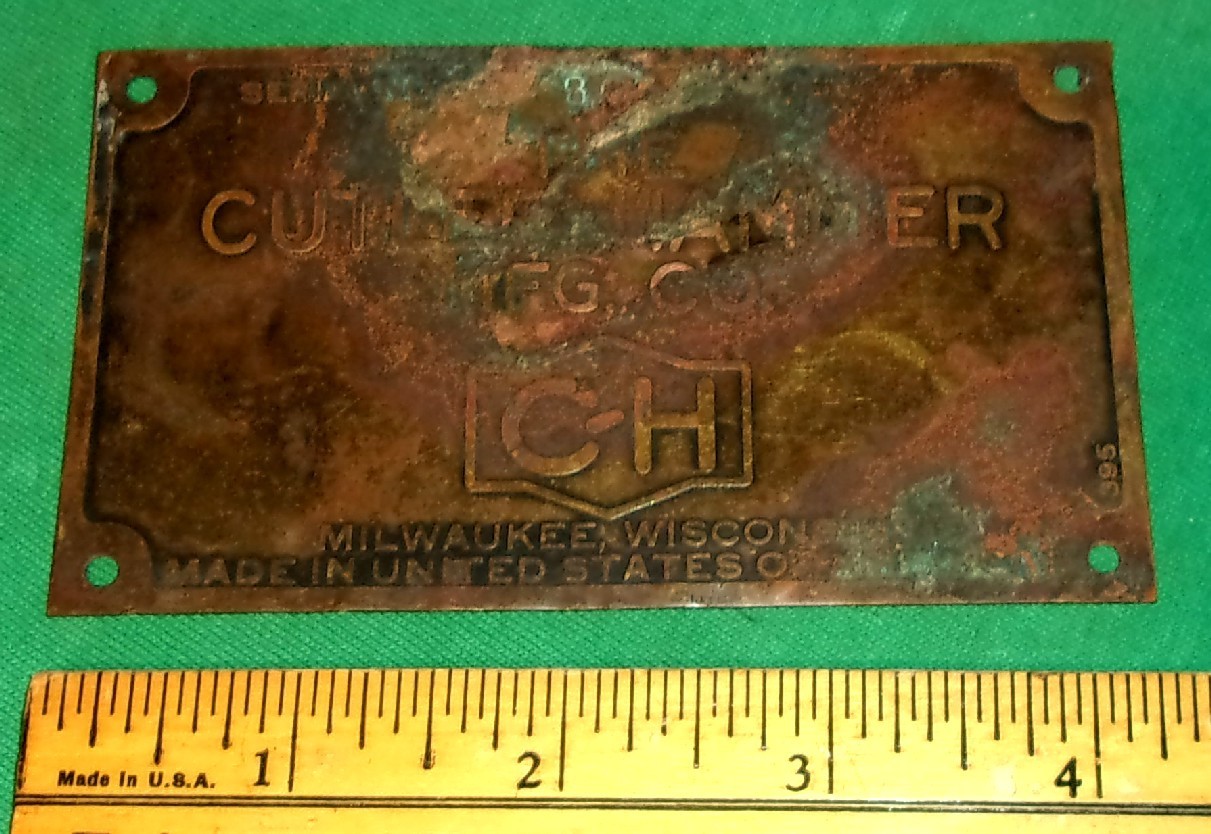 Vintage Cutler Hammer Brass ID Nameplate Tag Sign Advertising (no. 395)