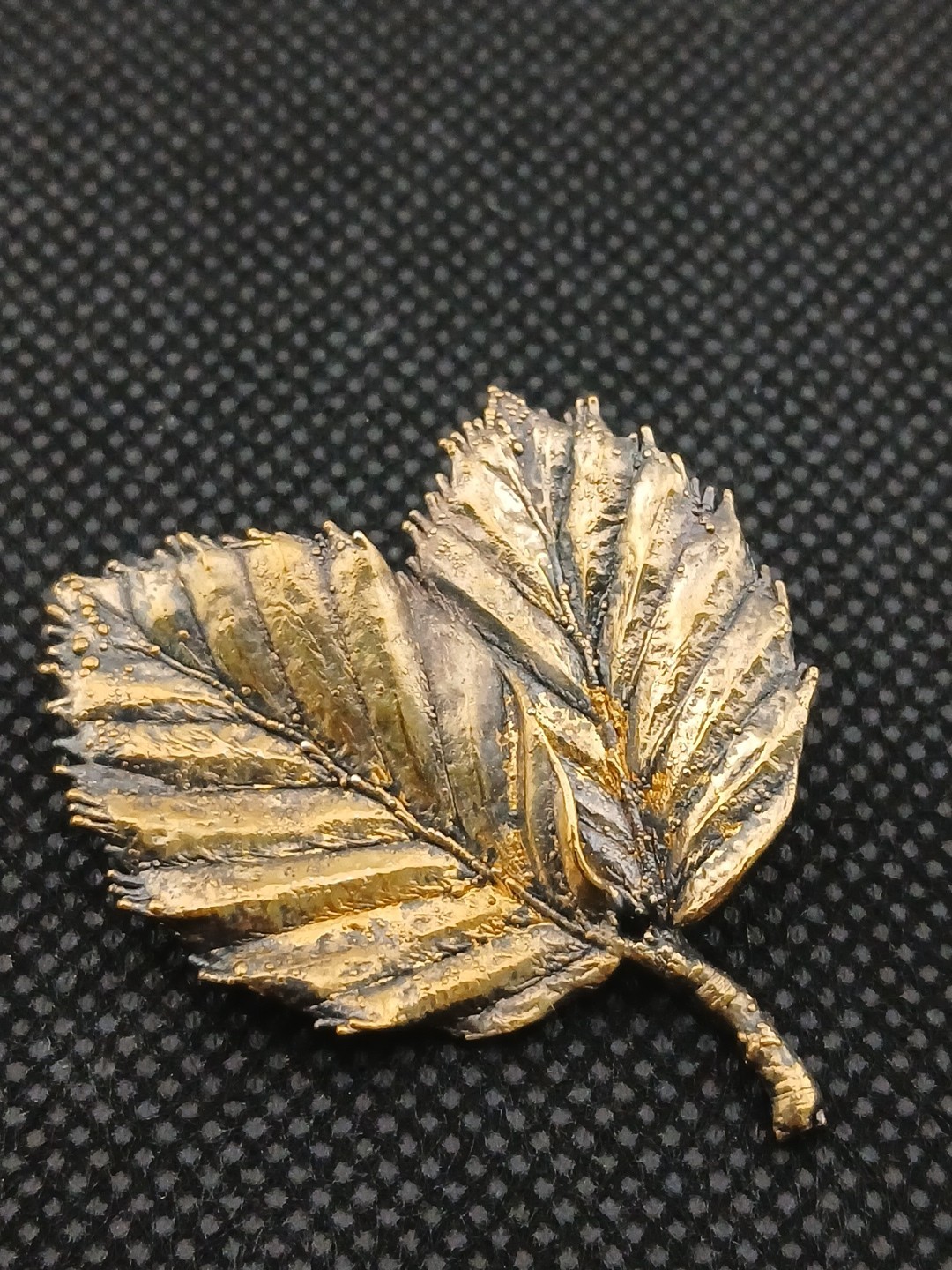 1953 24k gold vermil 925 sterling Flora Danica Danish Botanical leaves brooch